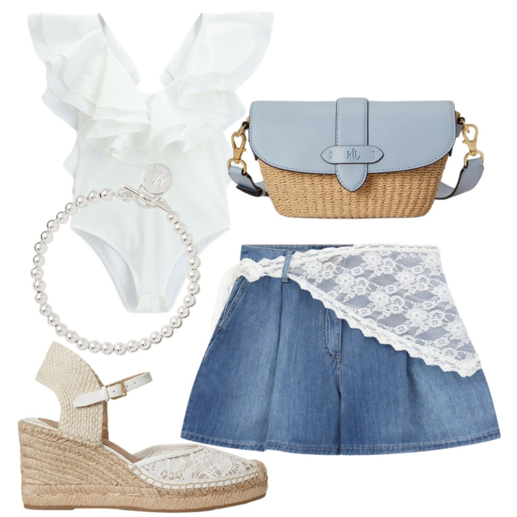 Outfit donna - Romantica. Stile Romantica per Tutti i giorni. Abbinamento con body, shorts, espadrillas, braccialetti, borse a spalla.