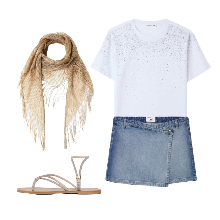 Outfit donna - Passeggiata serale lungomare. Stile Boho per Mare. Abbinamento con gonne, t-shirt, sandali, canottiere.