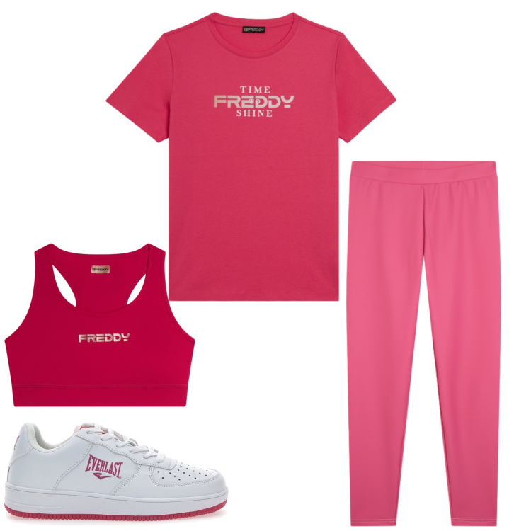Outfit donna - Total look #2430160. Stile Casual per Sport. Abbinamento con leggings, t-shirt, top, sneakers.