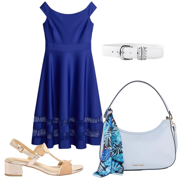 Outfit donna - Total look #2430163. Stile Casual chic per Tutti i giorni. Abbinamento con vestiti, sandali col tacco, cinture, borse a mano.