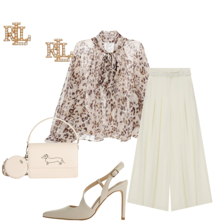Outfit donna - Per la sera : minibag. Stile Chic per Serata fuori. Abbinamento con borse a tracolla, camicie, décolleté, pantaloni a palazzo, orecchini.