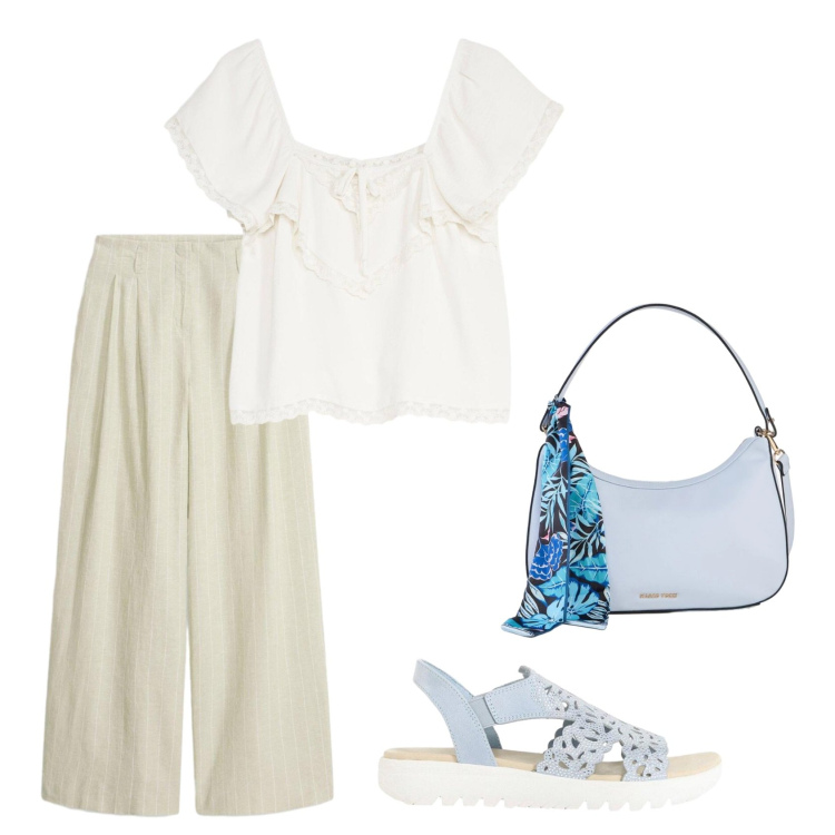 Outfit donna - Total look #2430258. Stile Casual per Tutti i giorni. Abbinamento con borse a mano, sandali col tacco, canottiere, pantaloni.