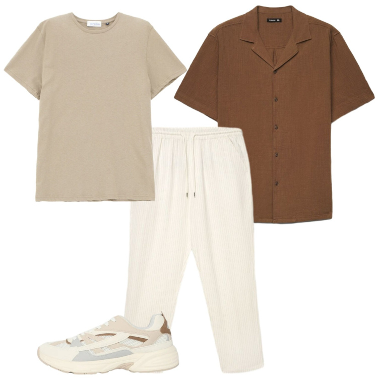 Outfit uomo - Total look #2430303. Stile Urban per Tutti i giorni. Abbinamento con sneakers, camicie a manica corta, pantaloni, t-shirt.