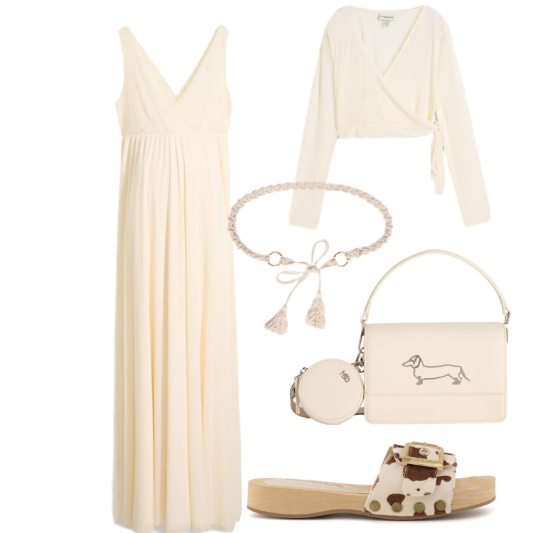 Outfit donna - Total look #2430313. Stile Casual per Tutti i giorni. Abbinamento con vestiti lunghi, borse a tracolla, cinture, ciabatte.
