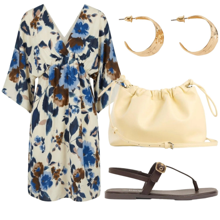 Outfit donna - Total look #2430352. Stile Romantica per Tutti i giorni. Abbinamento con borse a tracolla, sandali, orecchini, vestiti corti.