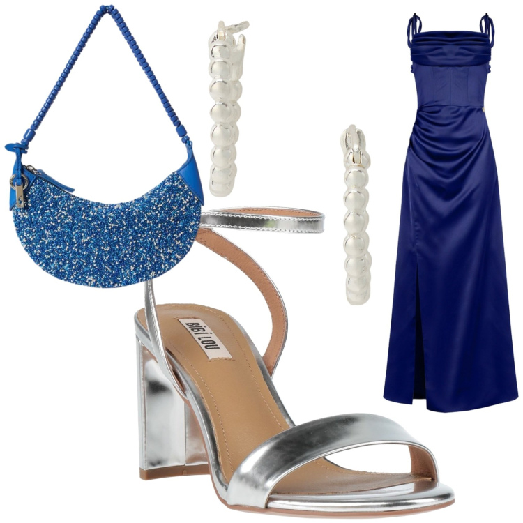 Outfit donna - Cerimonia Rinascimento. Stile Glamour per Cerimonia. Abbinamento con sandali in pelle, vestiti lunghi, orecchini, borse a spalla.