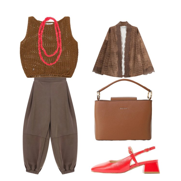 Outfit donna - In settimana per l'ufficio.. Stile Casual chic per Ufficio. look ideale per Tall. Abbinamento con borse a secchiello, pantaloni, collane, cappotti, top, décolleté.