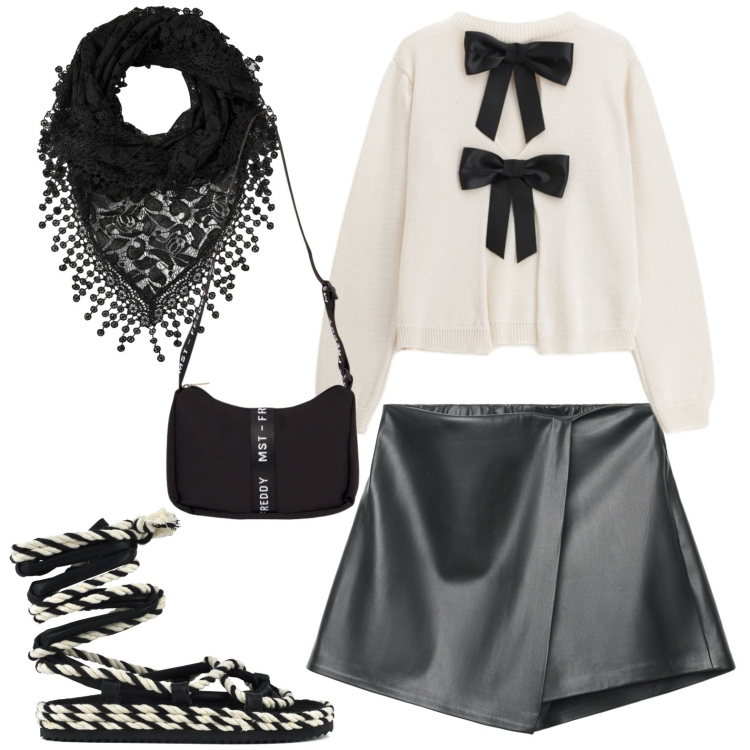 Outfit donna - Total look #2430387. Stile Casual chic per Tutti i giorni. Abbinamento con gonne, canottiere, maglieria, borse a tracolla, sandali.