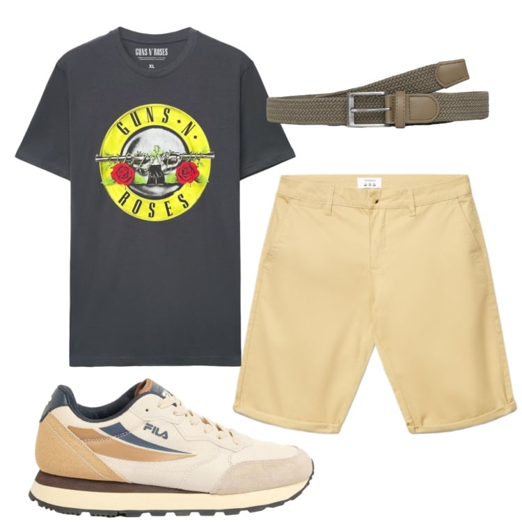 Outfit uomo - Total look #2430405. Stile Casual per Tutti i giorni. Abbinamento con sneakers, cinture, shorts, t-shirt.