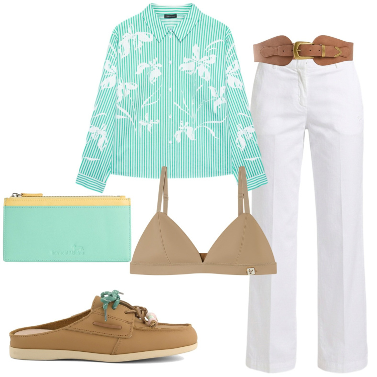 Outfit donna - Total look #2430419. Stile Casual per Tutti i giorni. Abbinamento con cinture, portafogli, pantaloni, camicie, reggiseni, sabot.