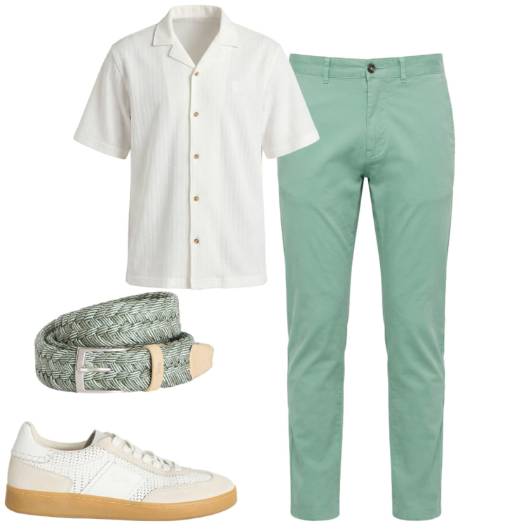 Outfit uomo - Daily. Stile Casual per Tutti i giorni. Abbinamento con sneakers, pantaloni, camicie a manica corta, cinture.