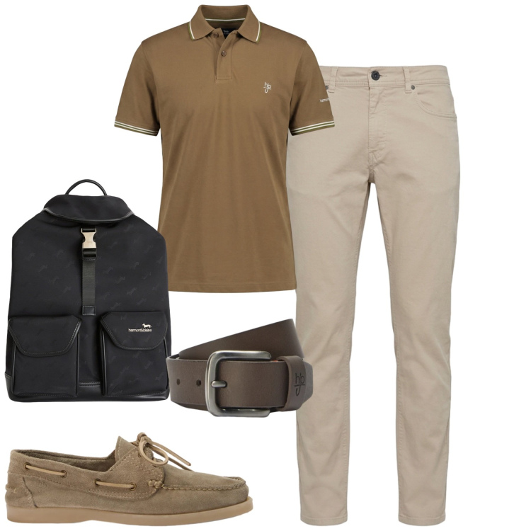 Outfit uomo - Harmont & Blaine. Stile Urban per Tutti i giorni. Abbinamento con scarpe stringate, pantaloni, borse sportive, polo, cinture.