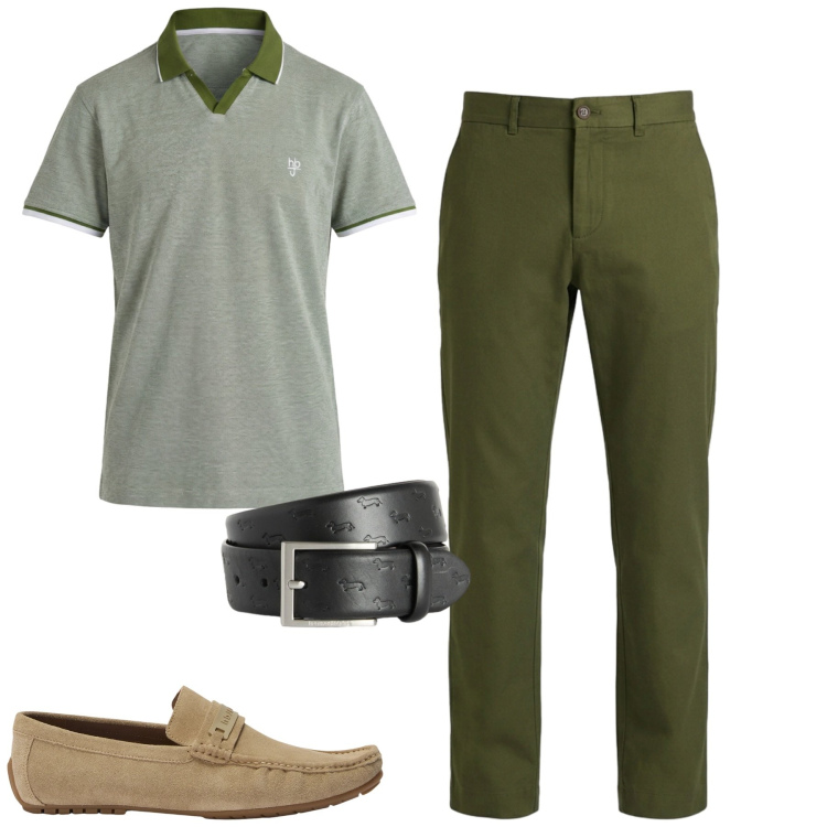 Outfit uomo - City. Stile Urban per Tutti i giorni. Abbinamento con scarpe stringate, pantaloni, polo, cinture.