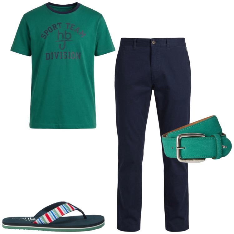 Outfit uomo - Total look #2430615. Stile Casual per Tutti i giorni. Abbinamento con pantaloni, sandali, t-shirt, cinture.