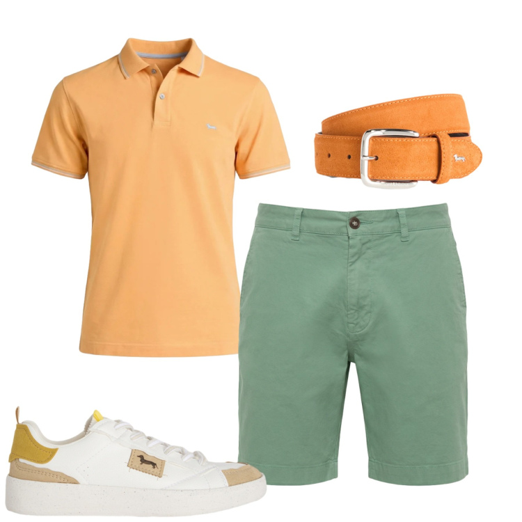 Outfit uomo - Total look #2430621. Stile Casual per Tutti i giorni. Abbinamento con sneakers, cinture, polo, bermuda.