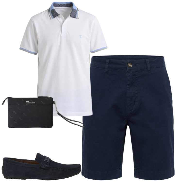 Outfit uomo - Total look #2430626. Stile Casual per Tutti i giorni. Abbinamento con scarpe stringate, polo, bermuda, borse sportive.
