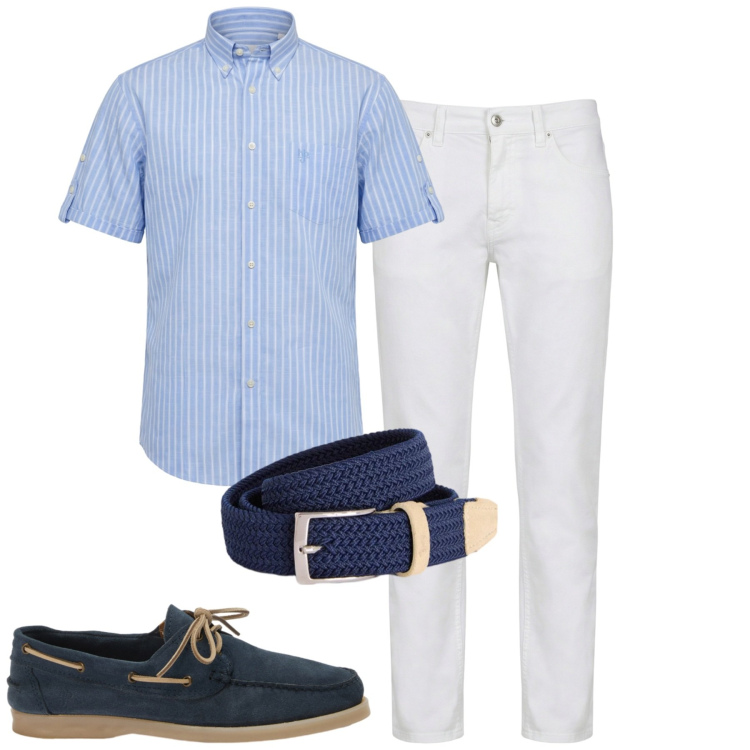Outfit uomo - Coastal. Stile Trendy per Tutti i giorni. Abbinamento con pantaloni, scarpe stringate, camicie a manica corta, cinture.