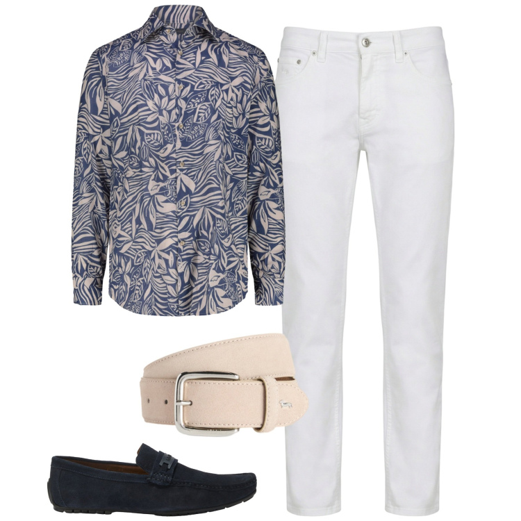 Outfit uomo - Aperitivo. Stile Casual per Serata speciale. Abbinamento con pantaloni, scarpe stringate, cinture, camicie.