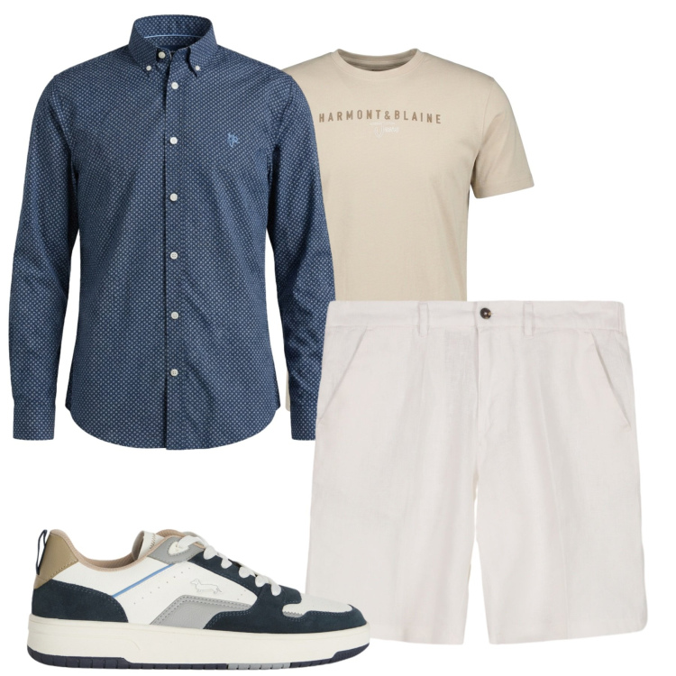 Outfit uomo - City. Stile Casual per Tutti i giorni. Abbinamento con camicie, t-shirt, sneakers, bermuda.