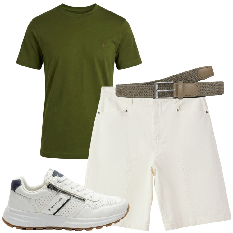 Outfit uomo - Total look #2430645. Stile Casual per Tutti i giorni. Abbinamento con sneakers, t-shirt, bermuda, cinture.