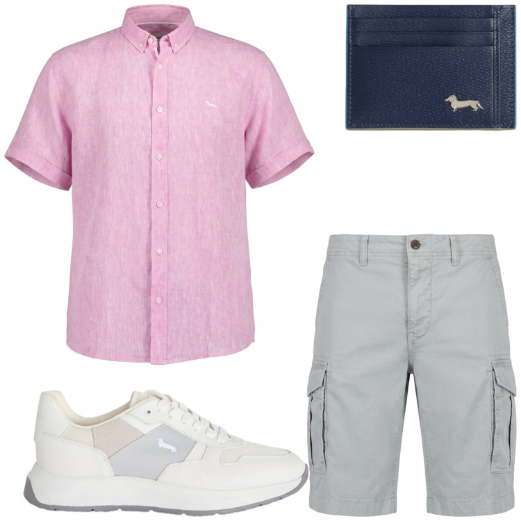 Outfit uomo - Total look #2430665. Stile Casual per Tutti i giorni. Abbinamento con portafogli, sneakers, bermuda, camicie a manica corta.
