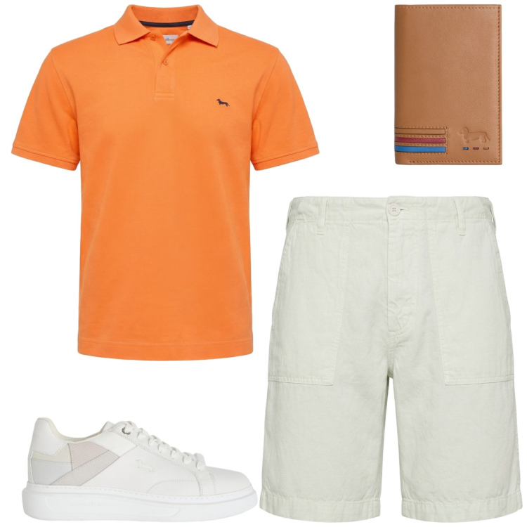 Outfit uomo - Total look #2430666. Stile Casual per Tutti i giorni. Abbinamento con sneakers, portafogli, polo, bermuda.