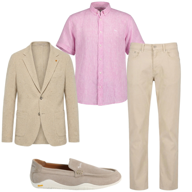 Outfit uomo - Total look #2430668. Stile Business/Elegante per Cerimonia. Abbinamento con pantaloni, giacche, scarpe stringate, camicie a manica corta.