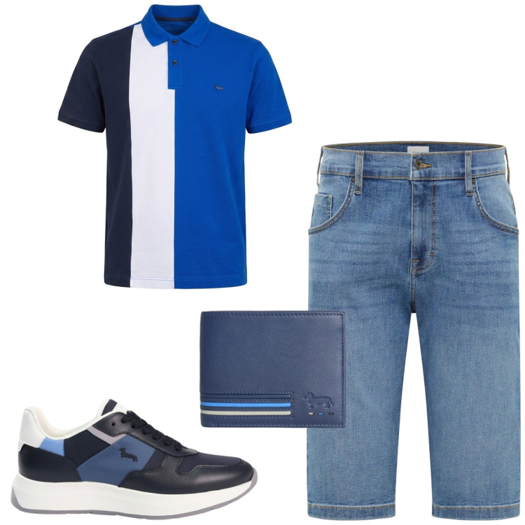 Outfit uomo - Total look #2430672. Stile Casual per Tutti i giorni. Abbinamento con bermuda, portafogli, sneakers, polo.