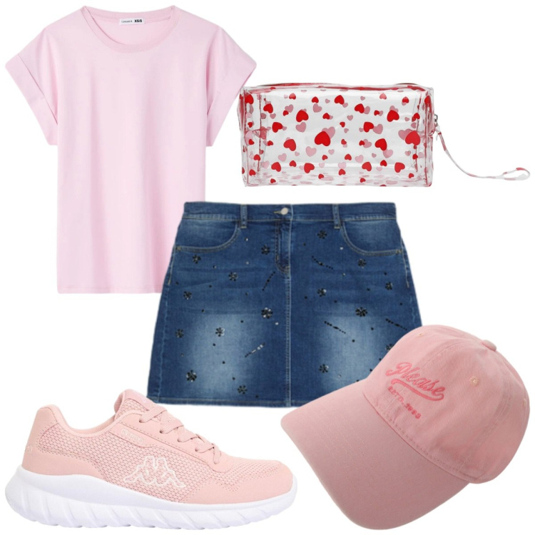 Outfit donna - Total look #2430677. Stile Basic per Tutti i giorni. Abbinamento con sneakers, valigie, t-shirt, minigonne, cappelli.
