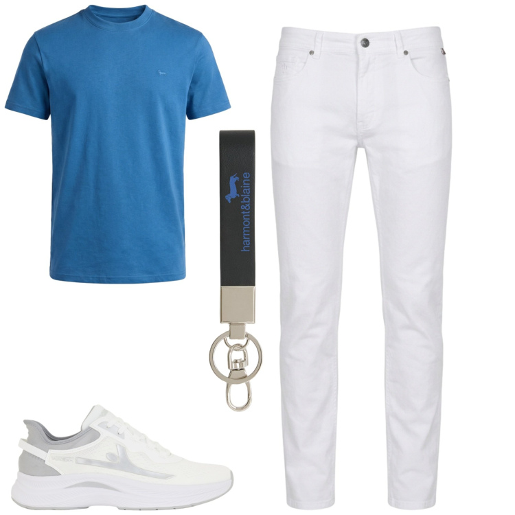 Outfit uomo - City. Stile Casual per Tutti i giorni. Abbinamento con t-shirt, pantaloni, portachiavi, sneakers.