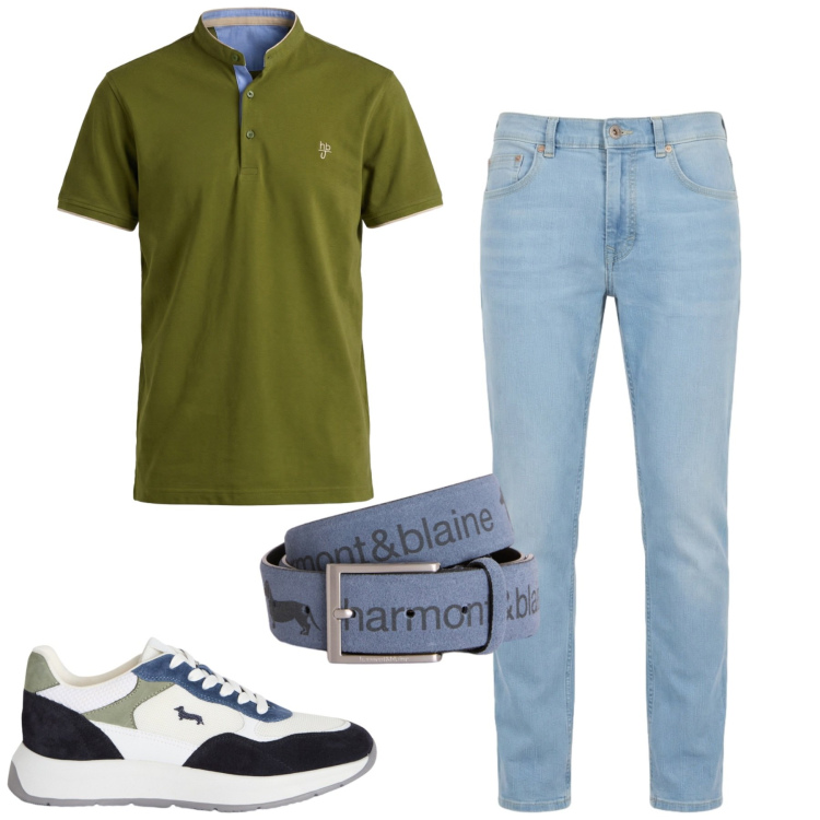 Outfit uomo - Total look #2430725. Stile Casual per Tutti i giorni. Abbinamento con polo, sneakers, cinture, jeans.
