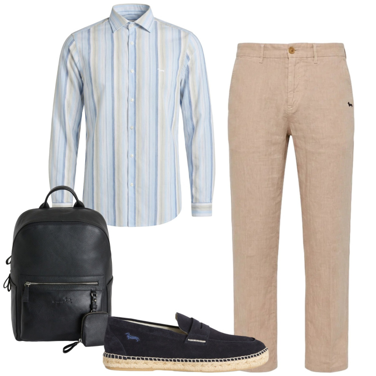 Outfit uomo - City. Stile Urban per Tutti i giorni. Abbinamento con pantaloni chino, camicie, espadrillas, borse sportive.