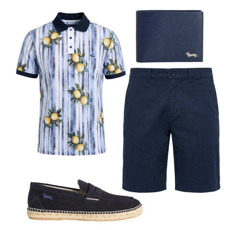 Outfit uomo - Total look #2430749. Stile Trendy per Tutti i giorni. Abbinamento con espadrillas, bermuda, polo, portafogli.