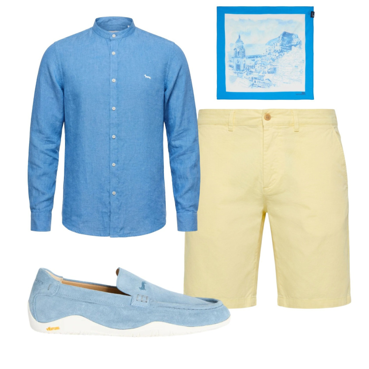 Outfit uomo - Total look #2430753. Stile Trendy per Serata speciale. Abbinamento con scarpe stringate, camicie, bermuda, sciarpe.