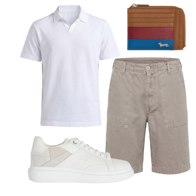 Outfit uomo - Total look #2430754. Stile Trendy per Tutti i giorni. Abbinamento con sneakers, polo, bermuda, portamonete.