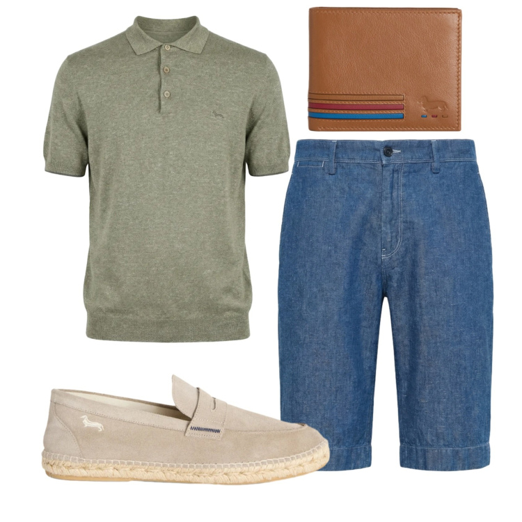 Outfit uomo - Total look #2430755. Stile Casual per Tutti i giorni. Abbinamento con portafogli, espadrillas, bermuda, polo.