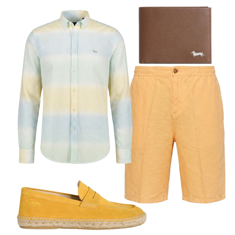 Outfit uomo - Total look #2430757. Stile Trendy per Serata speciale. Abbinamento con bermuda, espadrillas, camicie, portafogli.