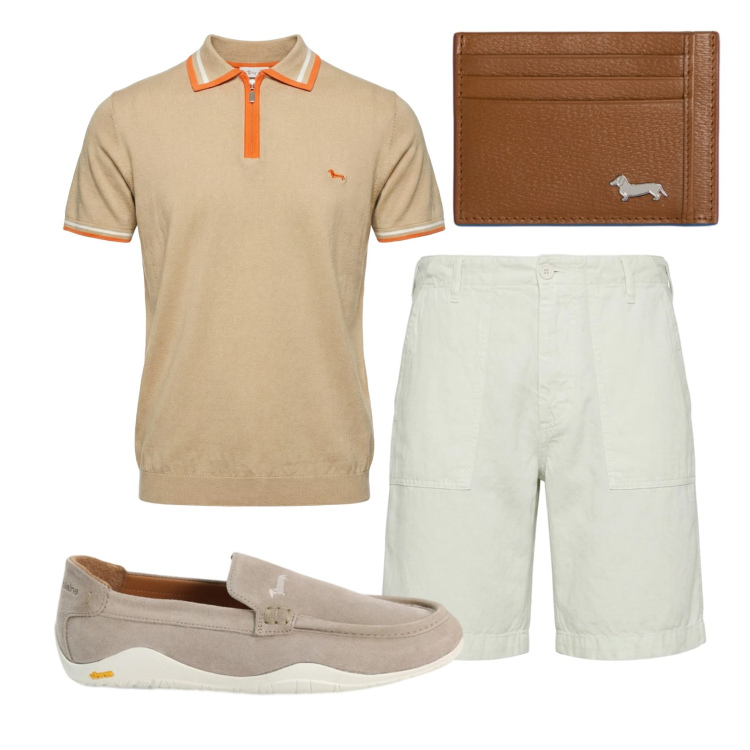 Outfit uomo - Total look #2430835. Stile Casual per Tutti i giorni. Abbinamento con portafogli, scarpe stringate, bermuda, polo.