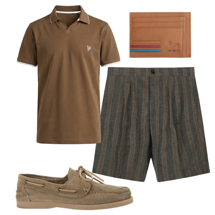 Outfit uomo - Total look #2430836. Stile Casual per Tutti i giorni. Abbinamento con portafogli, scarpe stringate, polo, bermuda.
