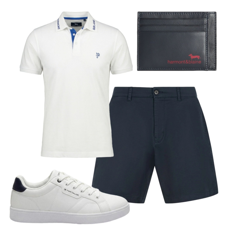 Outfit uomo - Total look #2430854. Stile Casual per Tutti i giorni. Abbinamento con sneakers, portafogli, polo, bermuda.