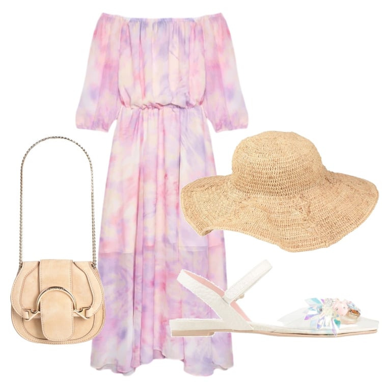 Outfit donna - Total look #2430857. Stile Romantica per Tutti i giorni. Abbinamento con cappelli, sandali in pelle, marsupi, vestiti lunghi.