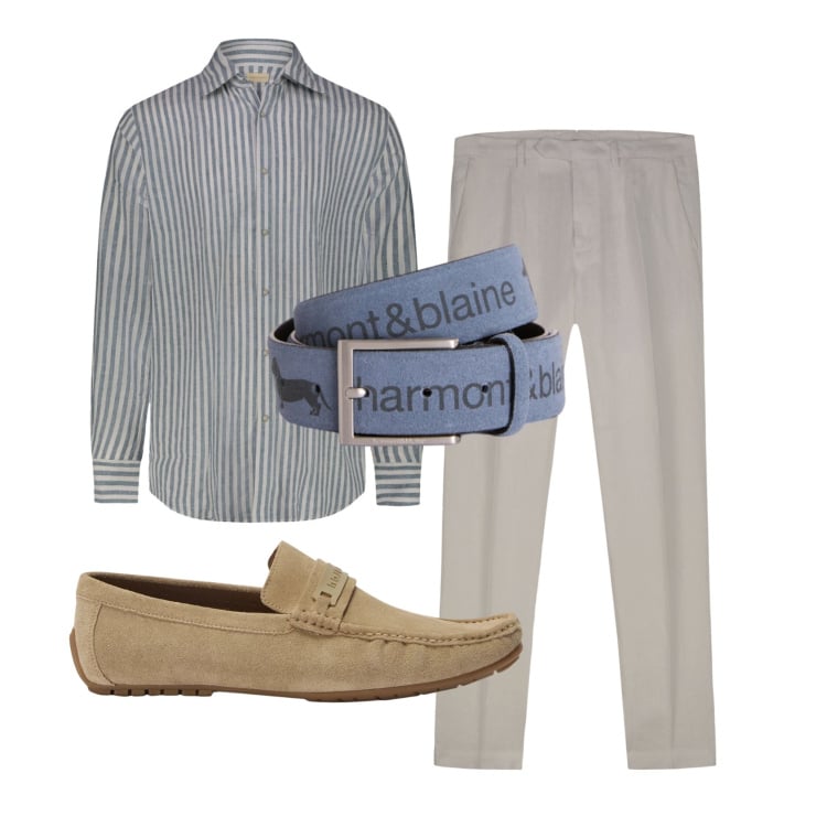 Outfit uomo - Total look #2430859. Stile Business/Elegante per Ufficio. Abbinamento con cinture, scarpe stringate, pantaloni, camicie.