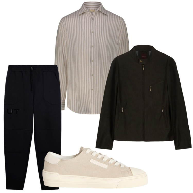 Outfit uomo - Lino in città. Stile Casual per Serata speciale. Abbinamento con sneakers, pantaloni, camicie, giacche.