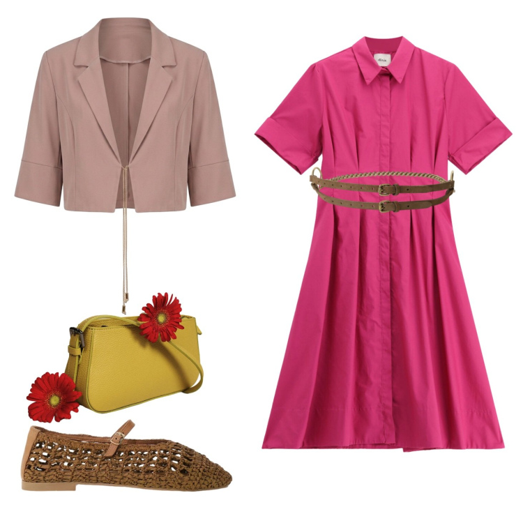 Outfit donna - Total look #2430930. Stile Boho per Tutti i giorni. Abbinamento con cinture, borse a spalla, ballerine, vestiti midi/longuette, top.