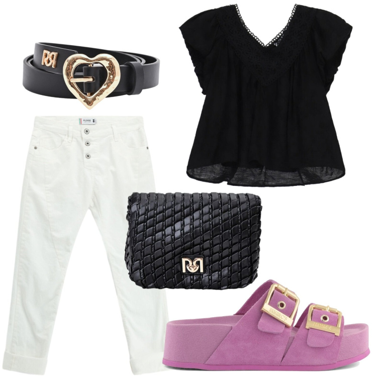 Outfit donna - Skinny ice white. Stile Glamour per Tutti i giorni. Abbinamento con bluse, pantaloni, cinture, borse a tracolla, sandali in pelle.