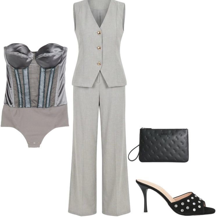 Outfit donna - Total look #2431020. Stile Sexy per Cerimonia. Abbinamento con body, sandali in pelle, anelli, tute.