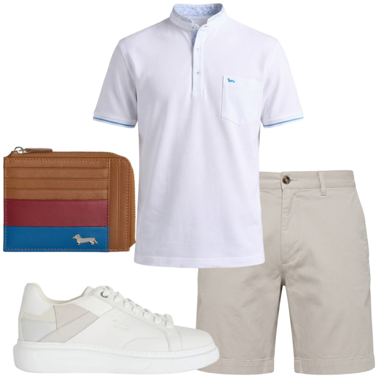 Outfit uomo - Total look #2431042. Stile Casual per Tutti i giorni. Abbinamento con sneakers, polo, bermuda, portamonete.