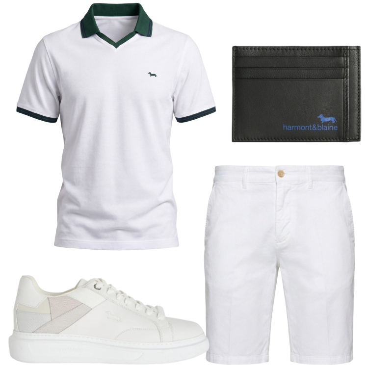 Outfit uomo - Total look #2431067. Stile Trendy per Tutti i giorni. Abbinamento con sneakers, polo, portafogli, bermuda.