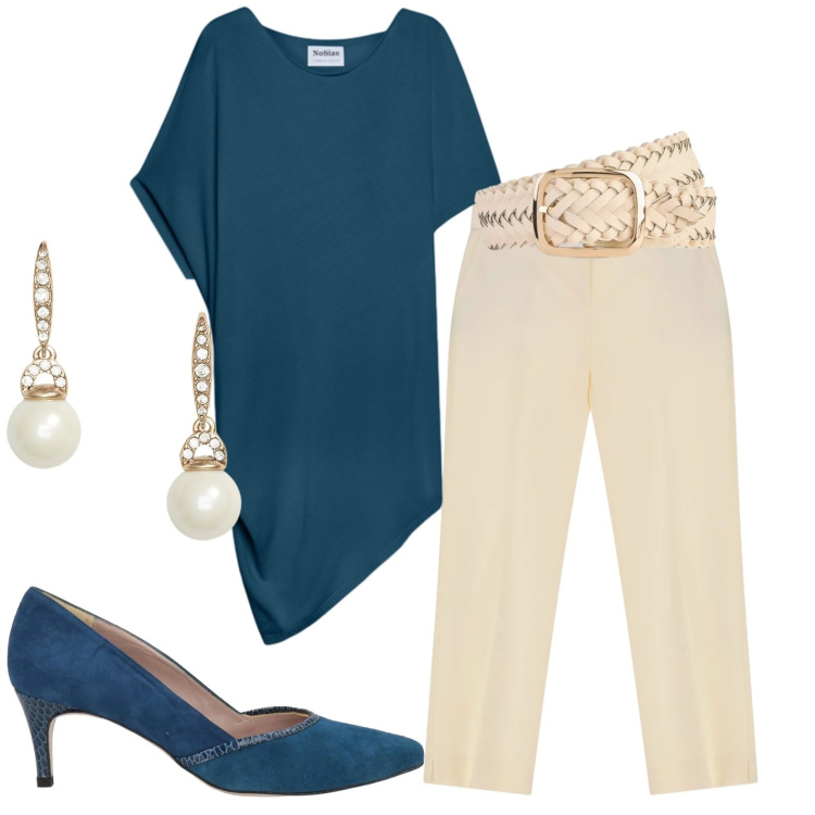 Outfit donna - Total look #2431079. Stile Casual chic per Serata fuori. Abbinamento con décolleté, cinture, pantaloni, maglieria, orecchini.