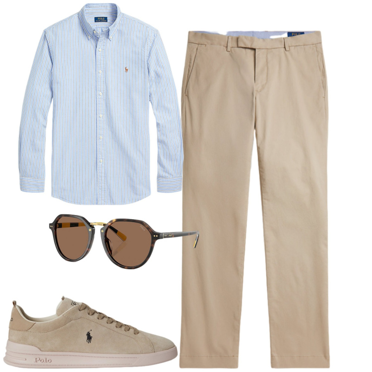 Outfit uomo - City. Stile Urban per Tutti i giorni. Abbinamento con camicie, occhiali da sole, sneakers, pantaloni chino.